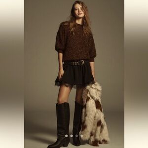 Anthropologie NWT The Violetta Short-Sleeve Tinsel Sweater by Maeve size XS.